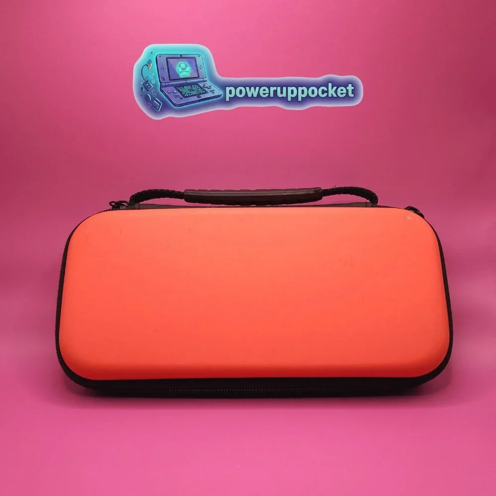 Nintendo Switch Lite Travel Case Coral Pink + Clear Glitter Protective Skin